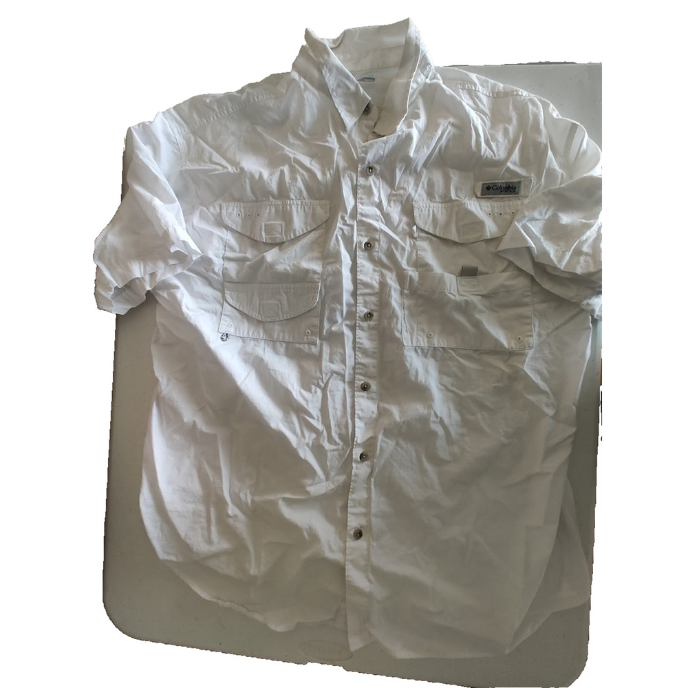 Columbia PFG Shirt Mens 2XLT White Vented Fishing Short Sleeve Outdoor Light